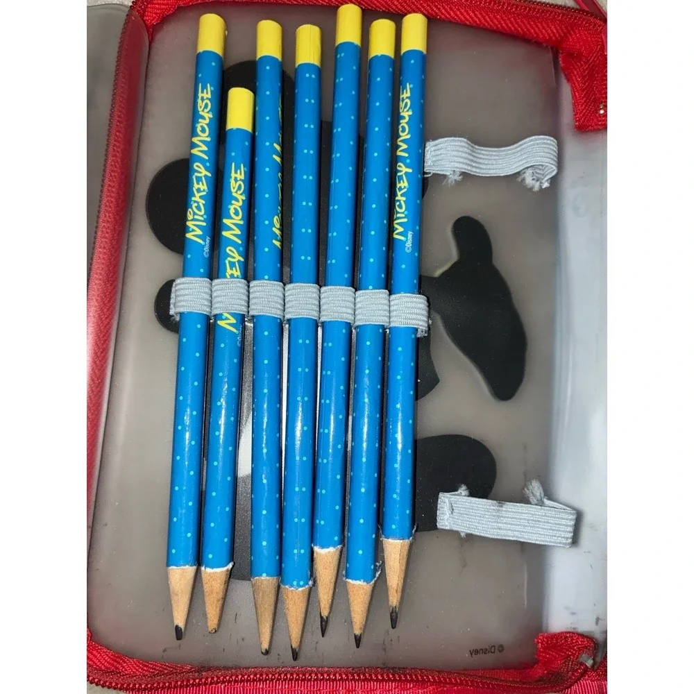 Vintage Mickey Mouse Disney Pencil‎ Case Stationary Kit Zipper *flaw